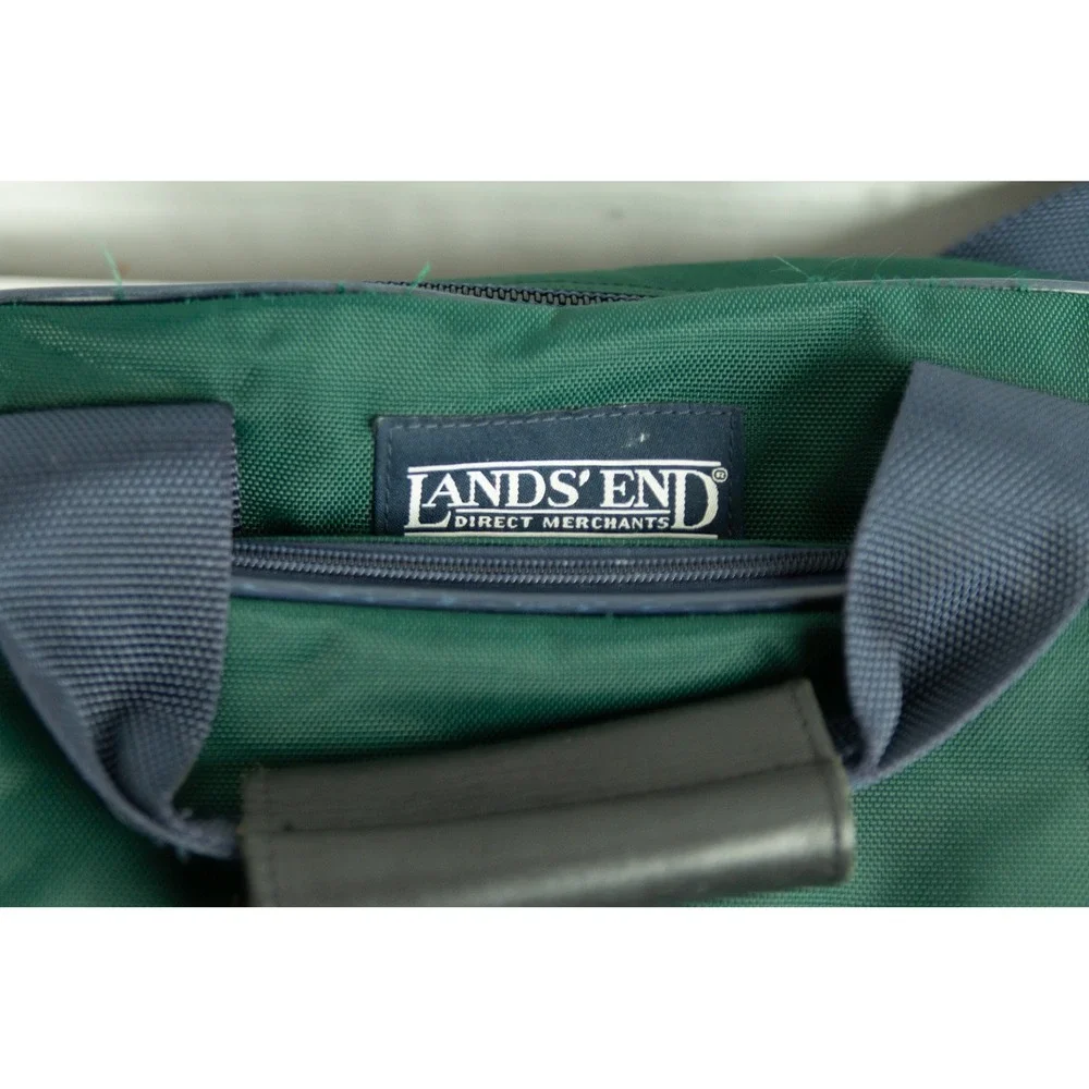 Lands End Vintage Forest Green Canvas Carry-on Bag with Navy Trim